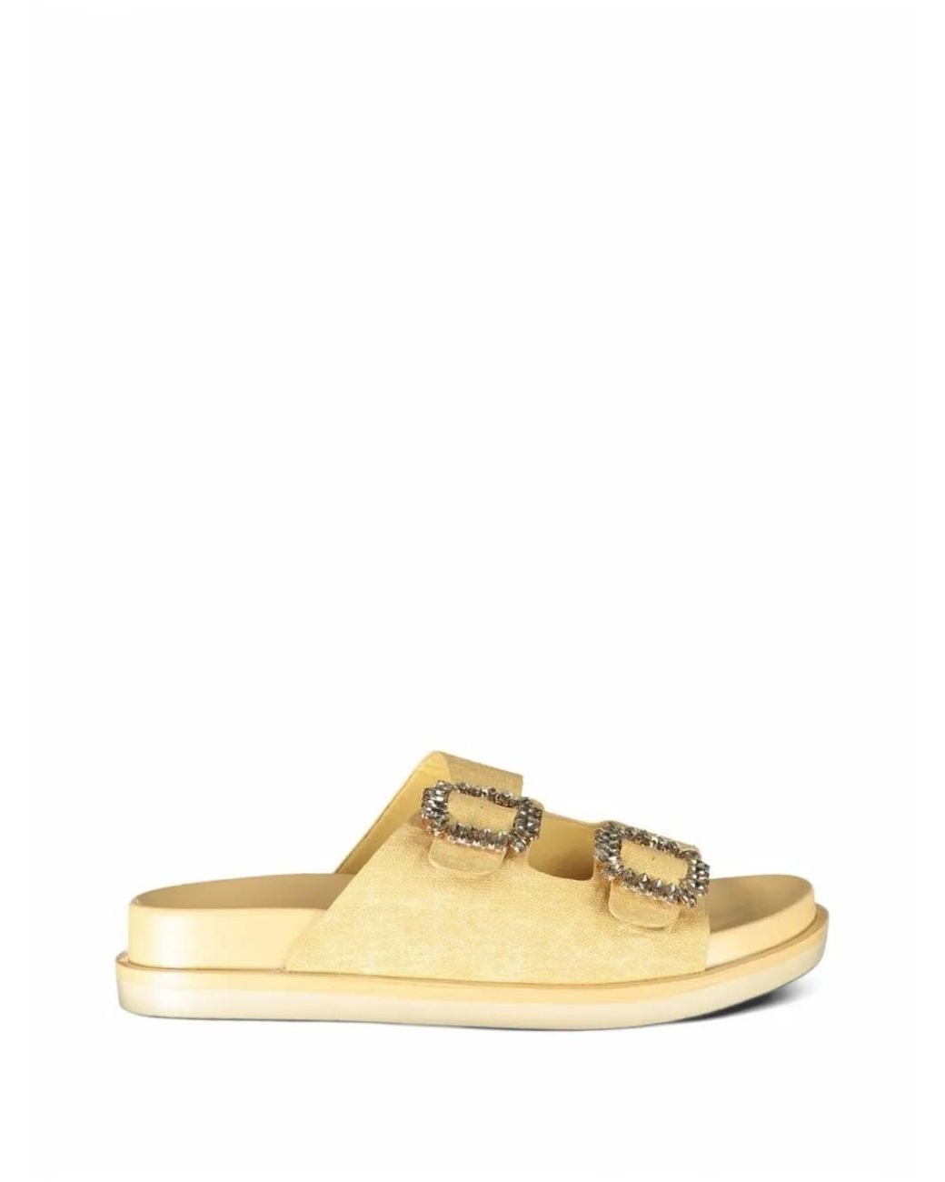 Laura Biagiotti Metallic Crystal-Embellished Buckle-Fastening Sandals