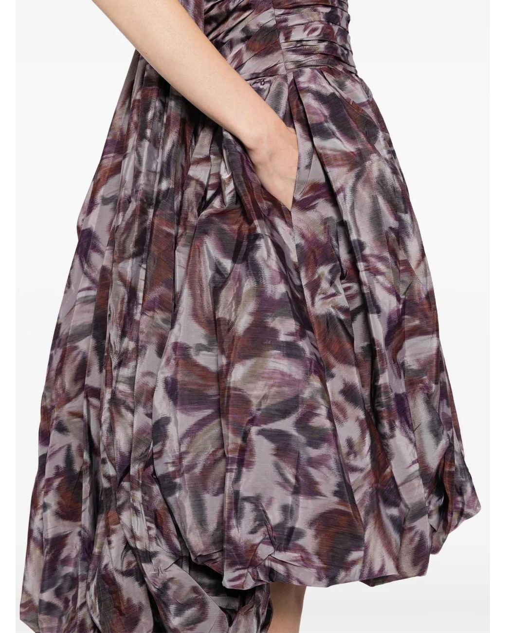 Amsale Purple Drop-Waist Bubble-Hem Dress
