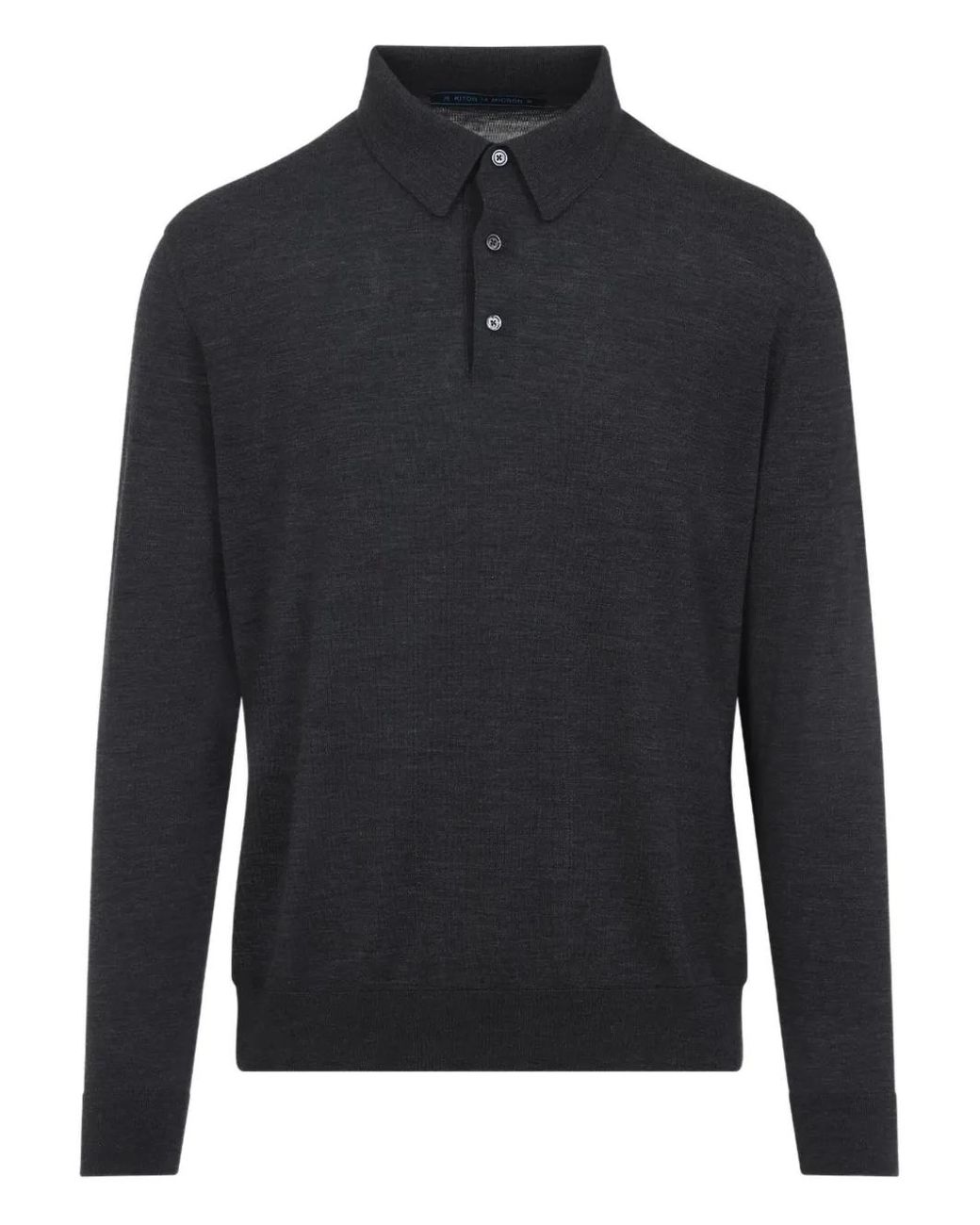 Kiton Blue Long-Sleeved Polo Shirt for men