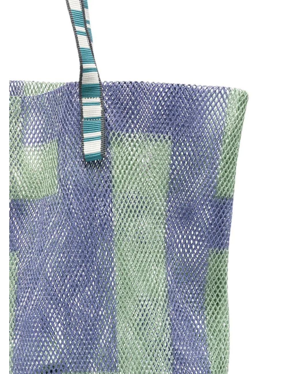 Epice Blue Geometric-Print Mesh Shoulder Bag