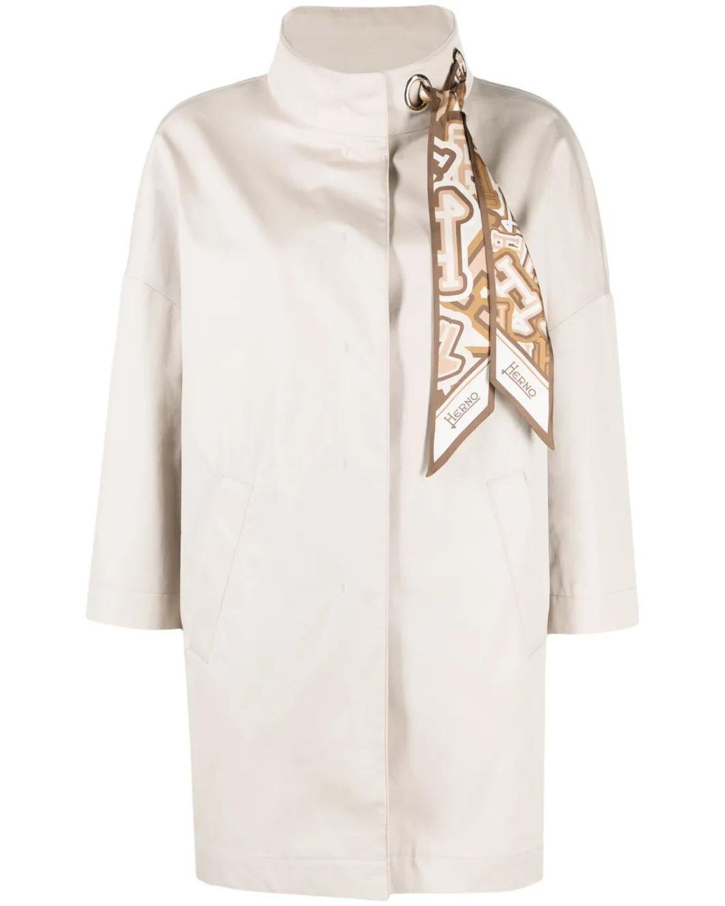 Herno Natural Scarf-Embellished Parka Coat