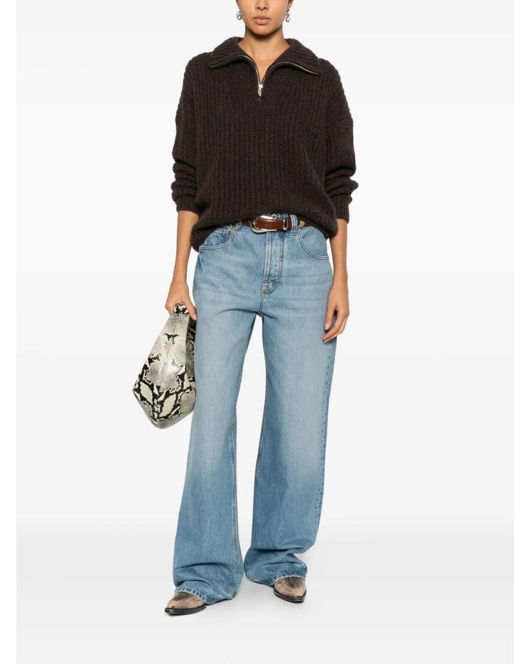 Ba&sh Brown Beltane Zip Sweater