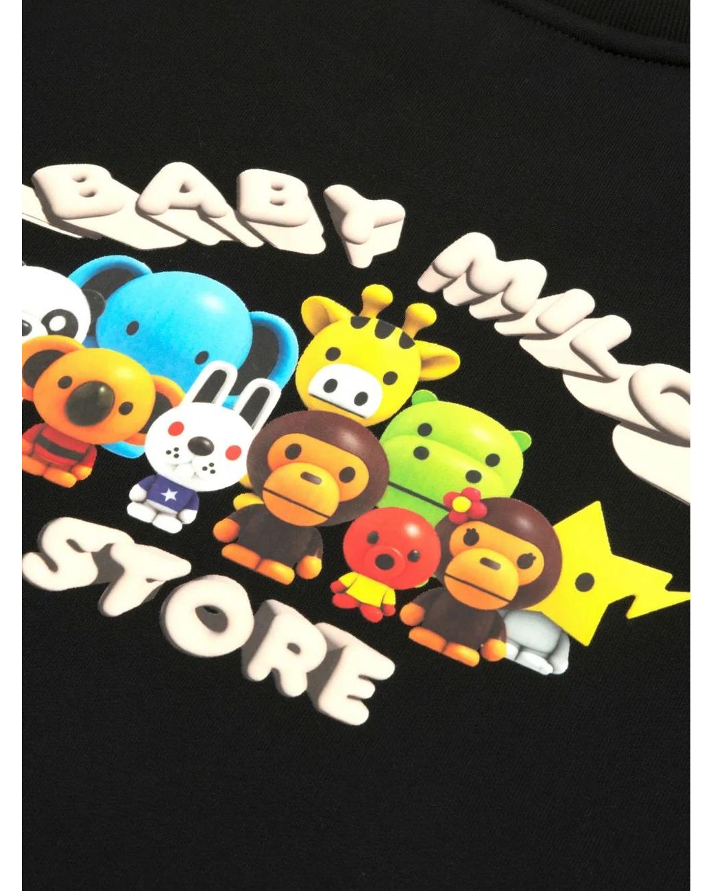 A Bathing Ape Black Crew-Neck Graphic-Print Sweatshirt