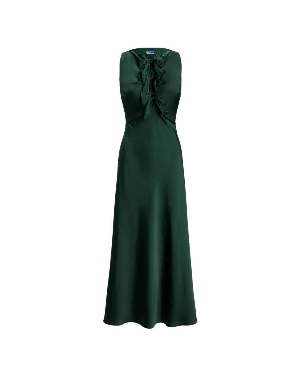 Polo Ralph Lauren Green Lucia Bow-Detail Sleeveless Midi Dress