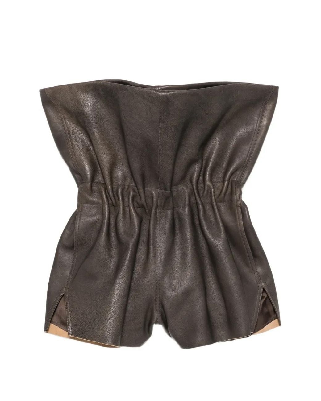 Rick Owens Gray Short Crater En Cuir À Rabat