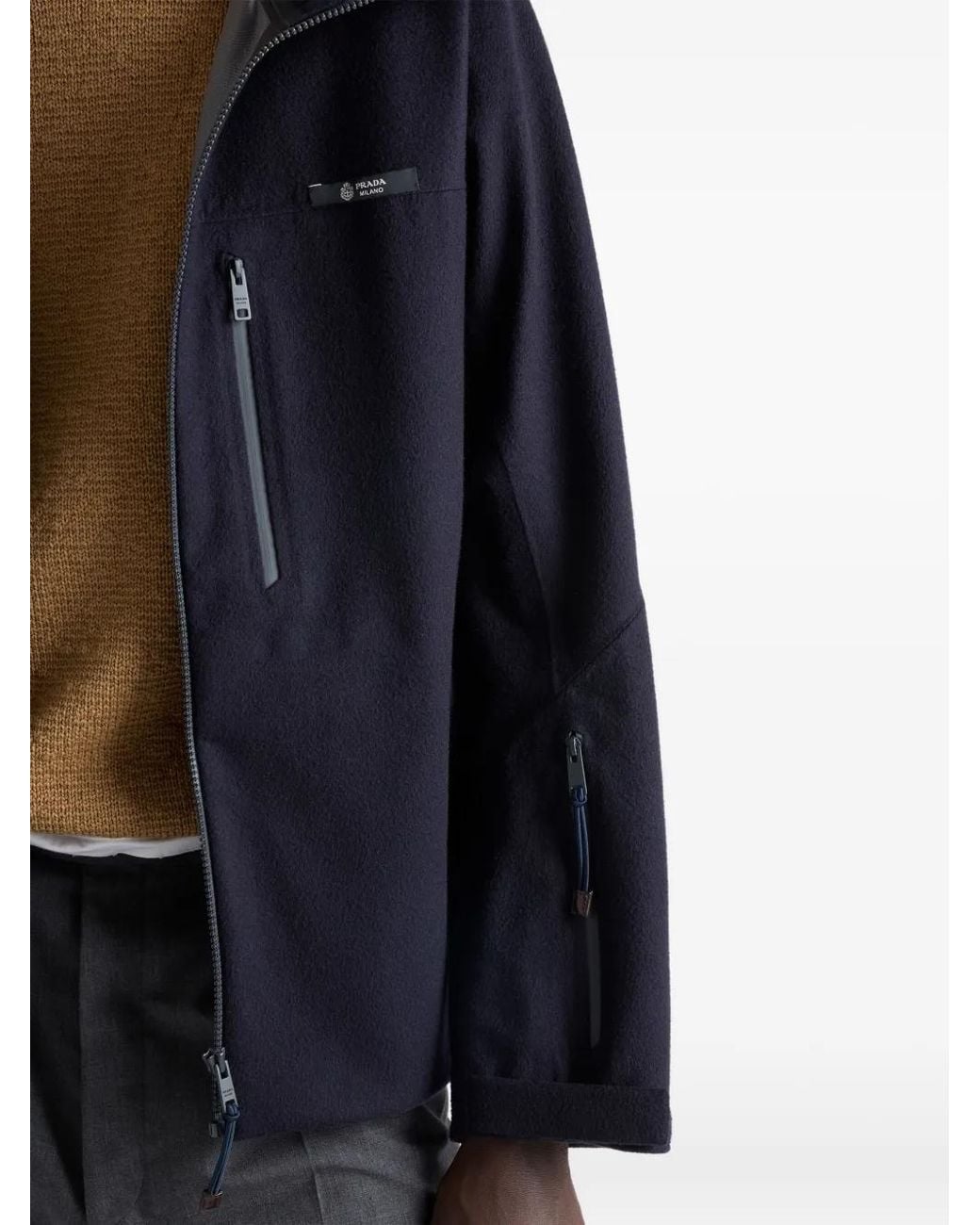 Prada Blue Cashmere-Blend Hooded Jacket for men