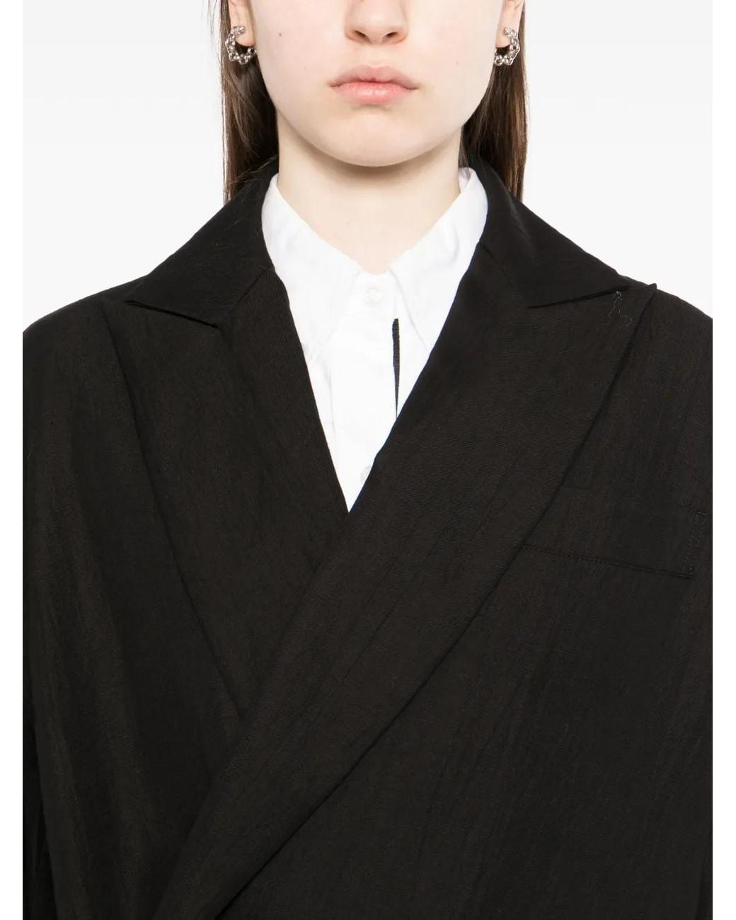 Yohji Yamamoto Black Button Textured Jacket