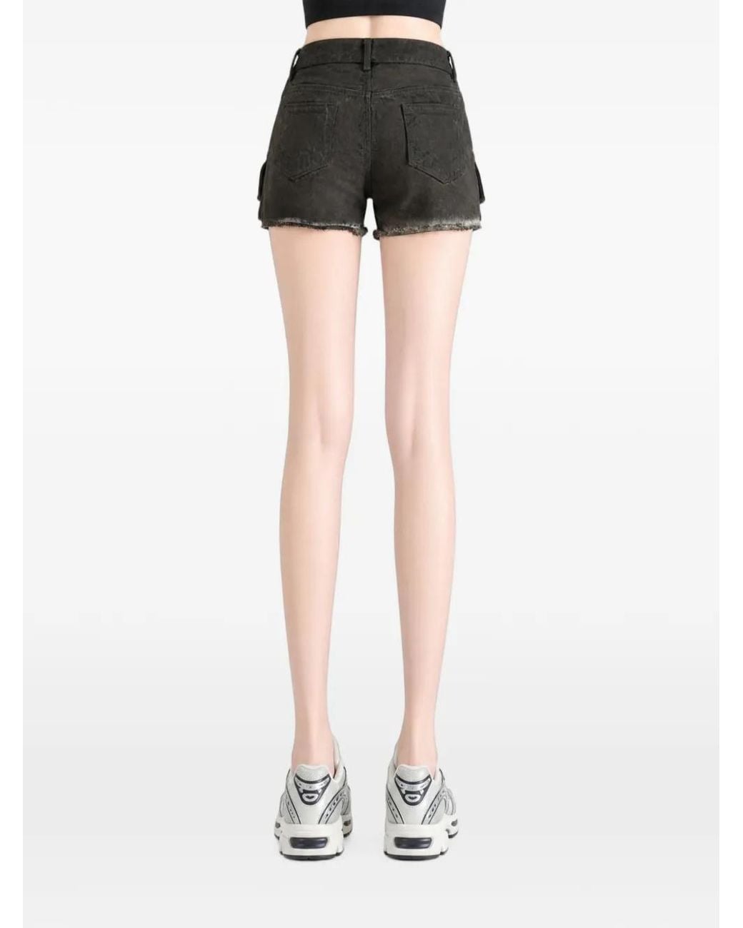 Rick Owens Black Short En Jean À Effet Usé