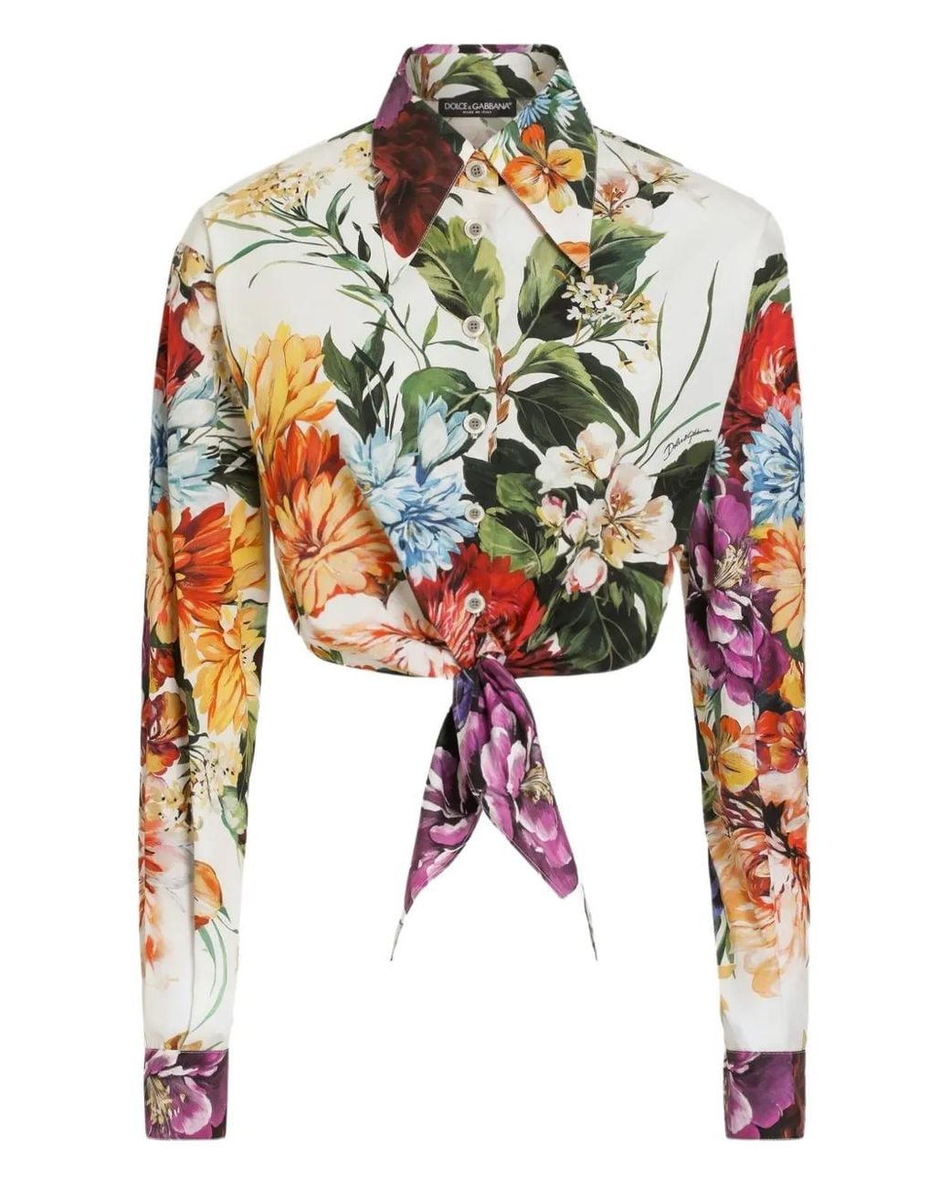 Dolce & Gabbana Multicolor Floral Crop Shirt