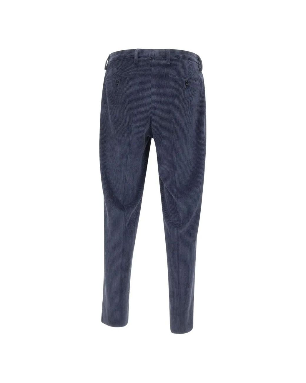 Briglia 1949 Blue Portobellos Pleated Corduroy Trousers for men