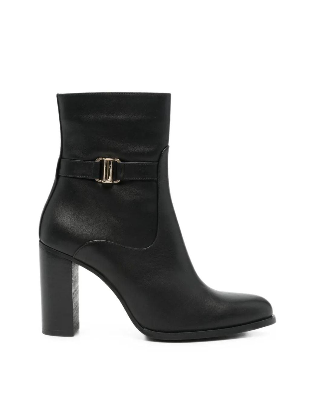 SERGIO MORETTI FIRENZE Black Buckle-Detail Leather Ankle Boots