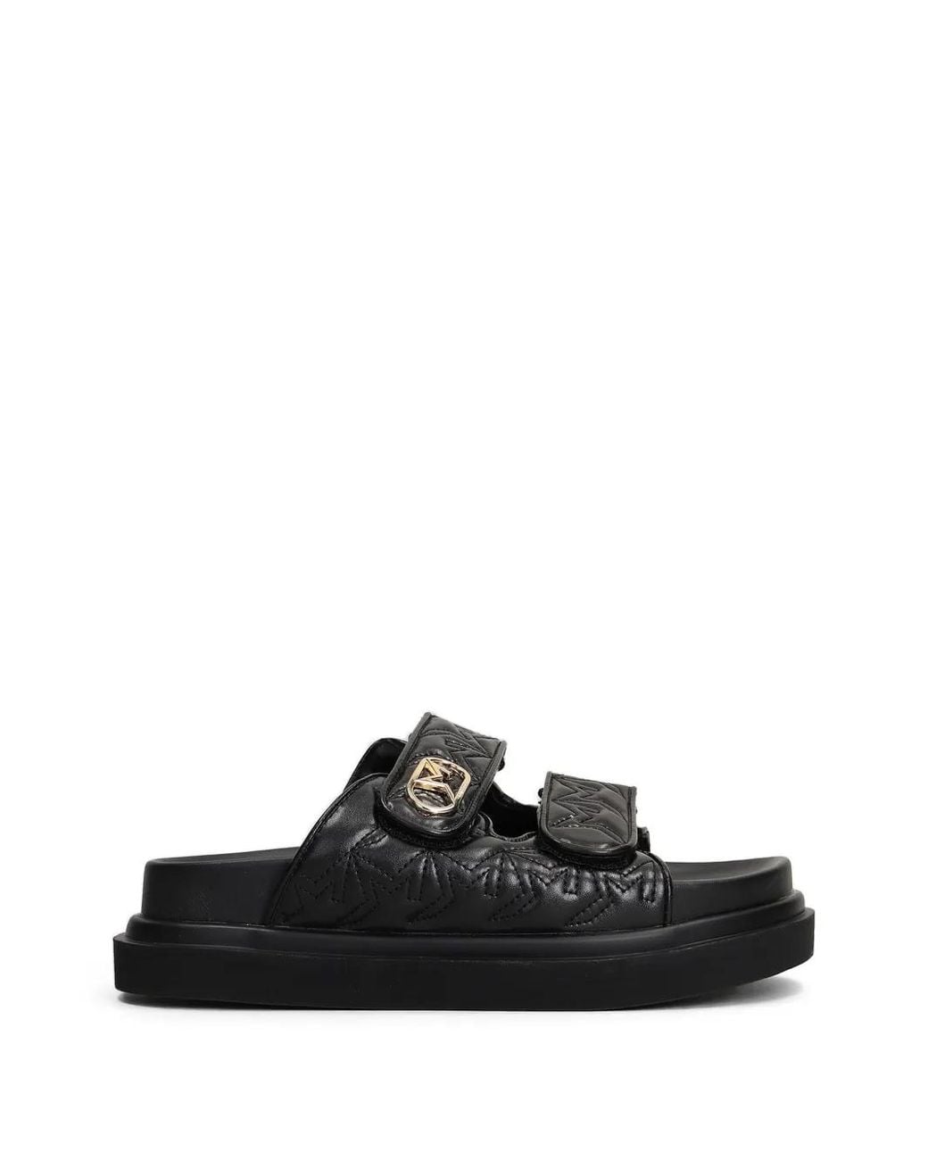 Marc Ellis Black Calipso 002 Logo-Plaque Touch-Strap Sandals