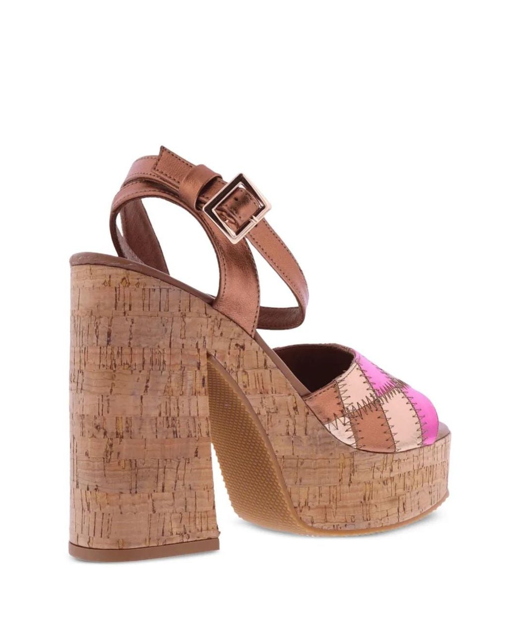 Inuovo Pink Patchwork Platform Sandals