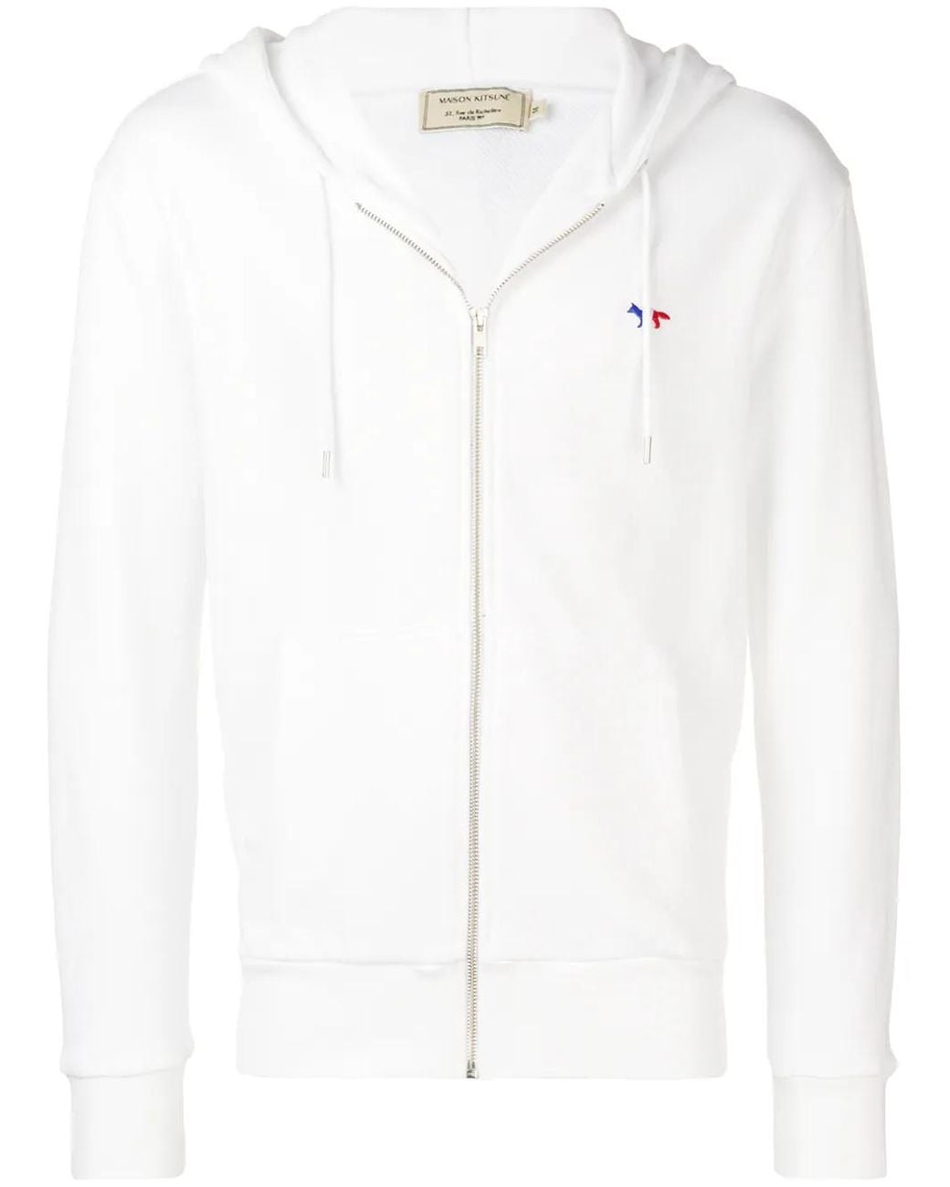 Maison Kitsuné White Maison Kitsuné Tricolour Fox Zip Hoody for men