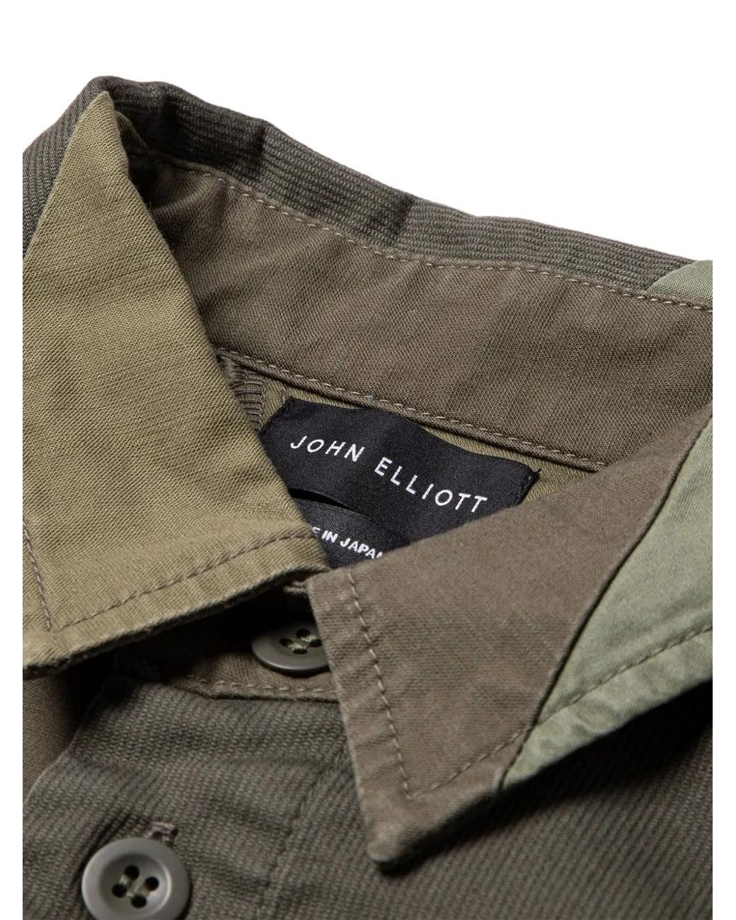 John Elliott Green Patchwork Shirt for men