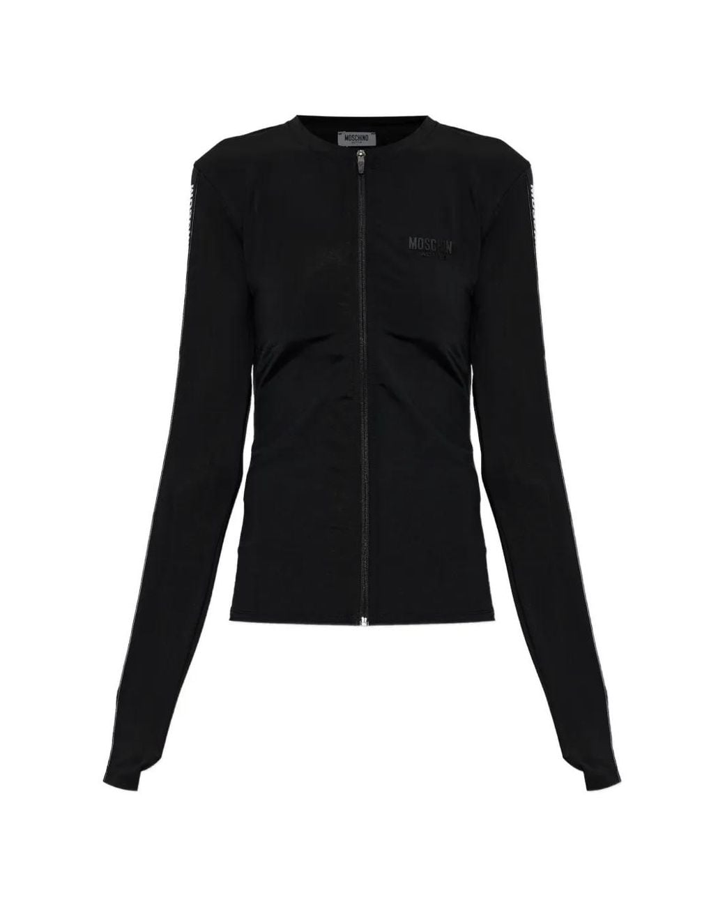 Moschino Black Logo-Tape Zip-Up Sweatshirt