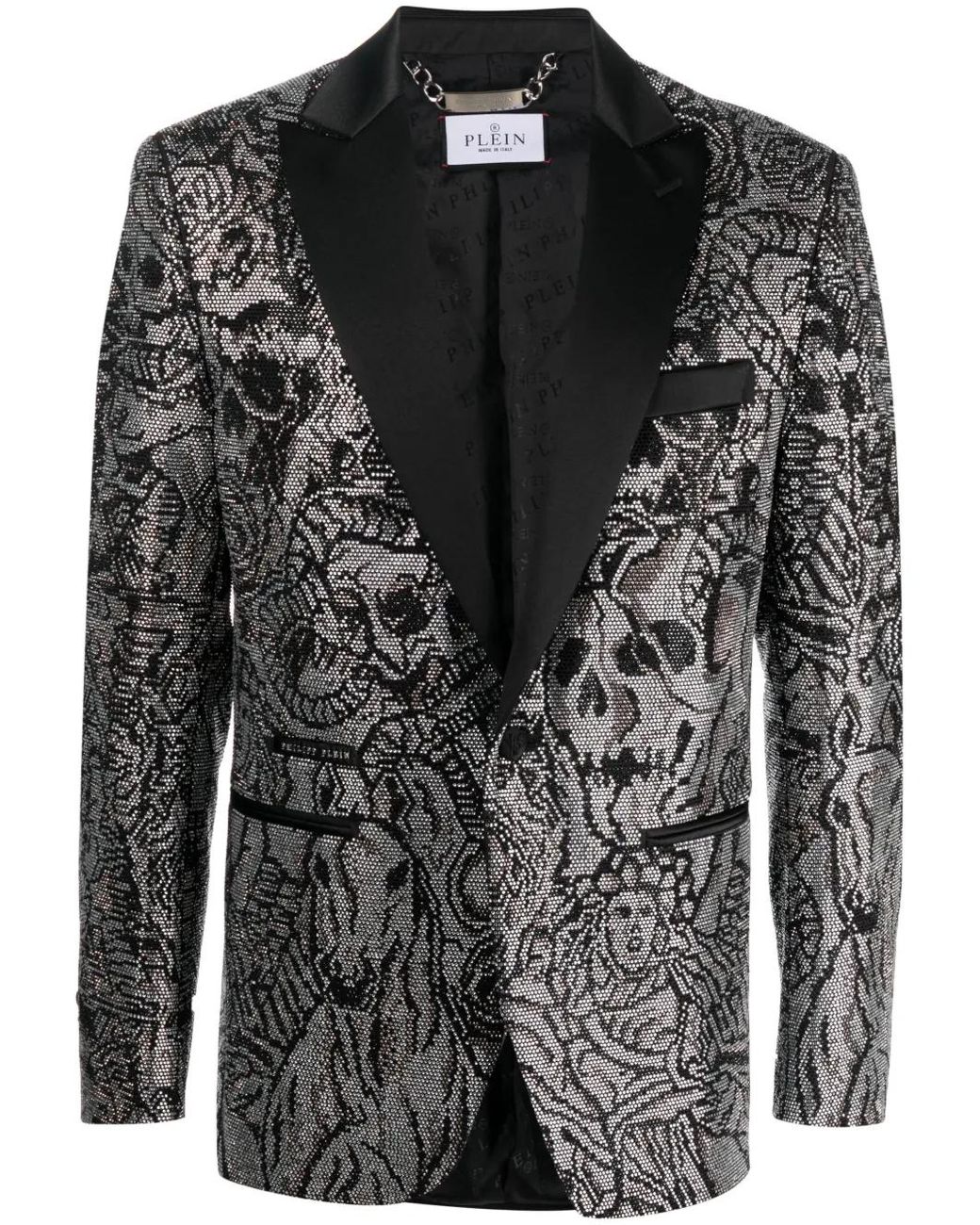 Philipp Plein Black Blazer Lord Fit Tattoo for men