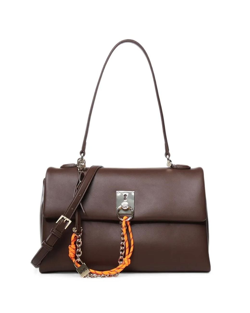 V73 Brown Woven-Cord Detail Shoulder Bag