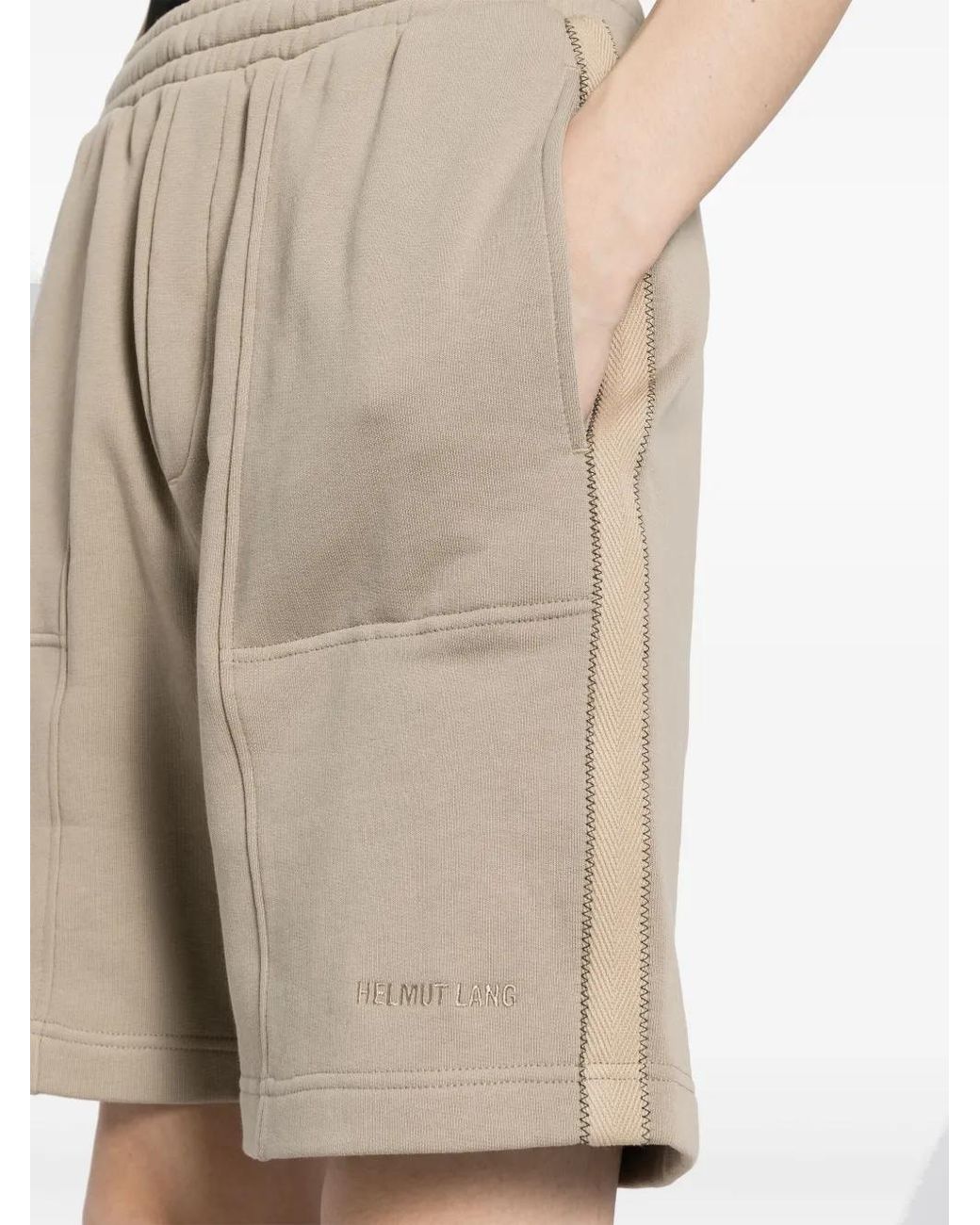 Helmut Lang Natural Logo-Embroidered Tape Track Shorts for men