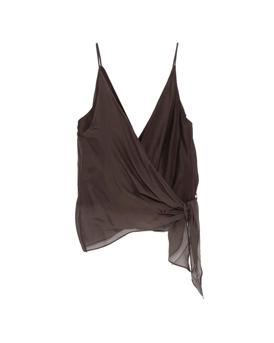 Alysi Brown Wrap-Tie Blouse