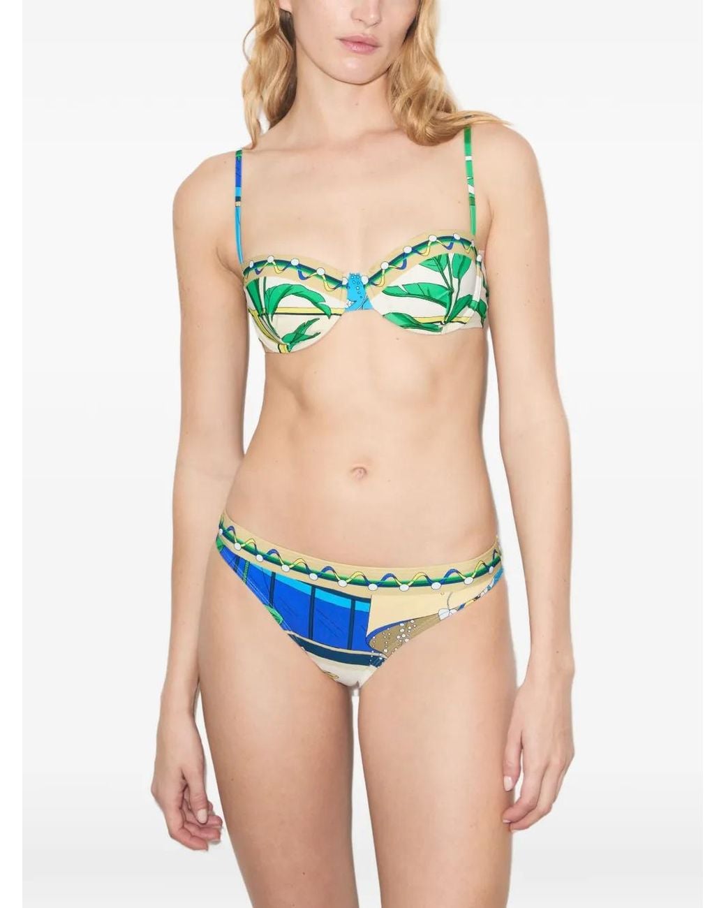 Tory Burch Green Printed Bikini Top