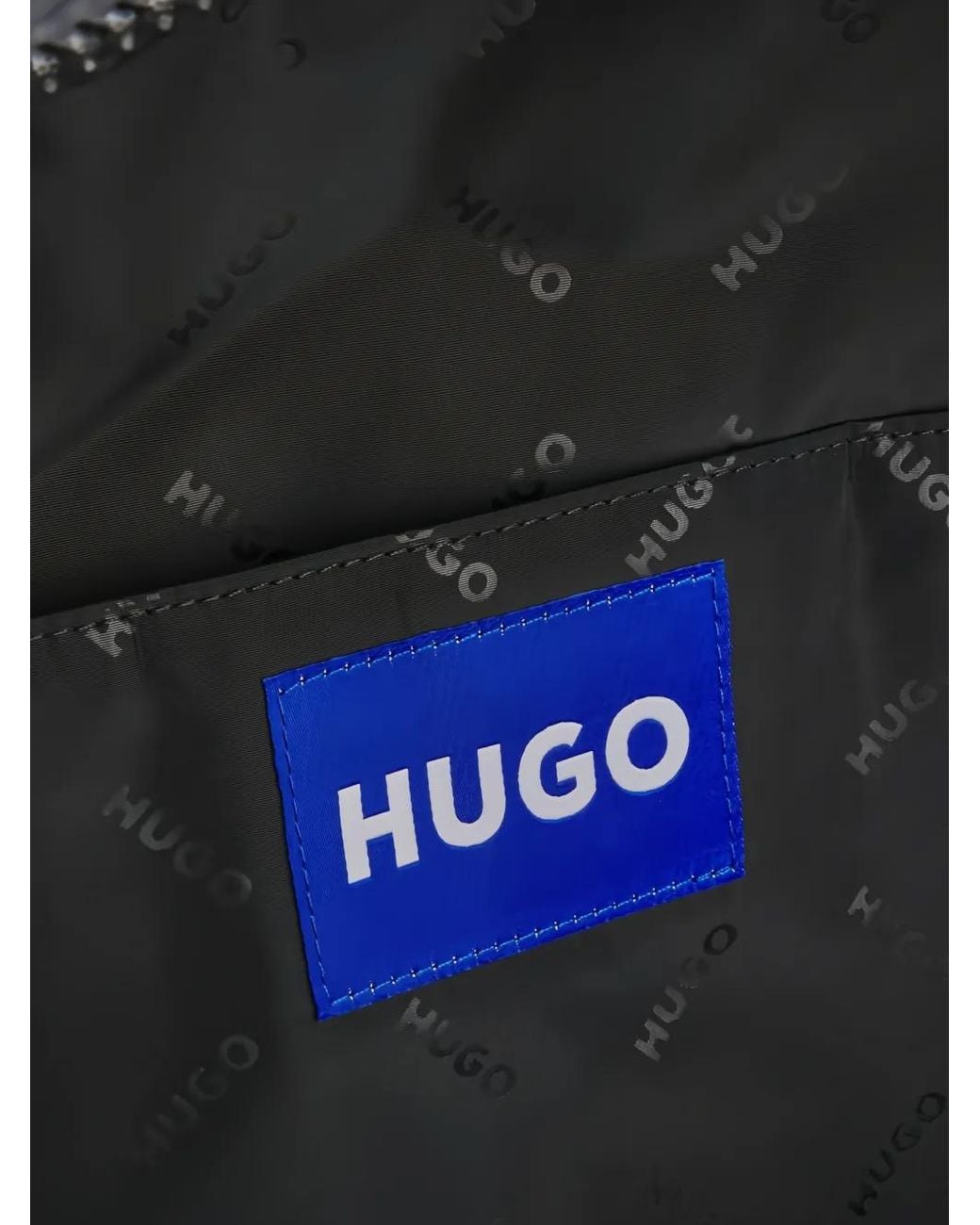 HUGO Black Bungee-Cord Logo-Patch Backpack for men