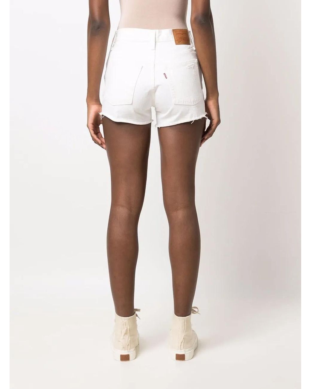 Levi's White Distressed Frayed Shorts