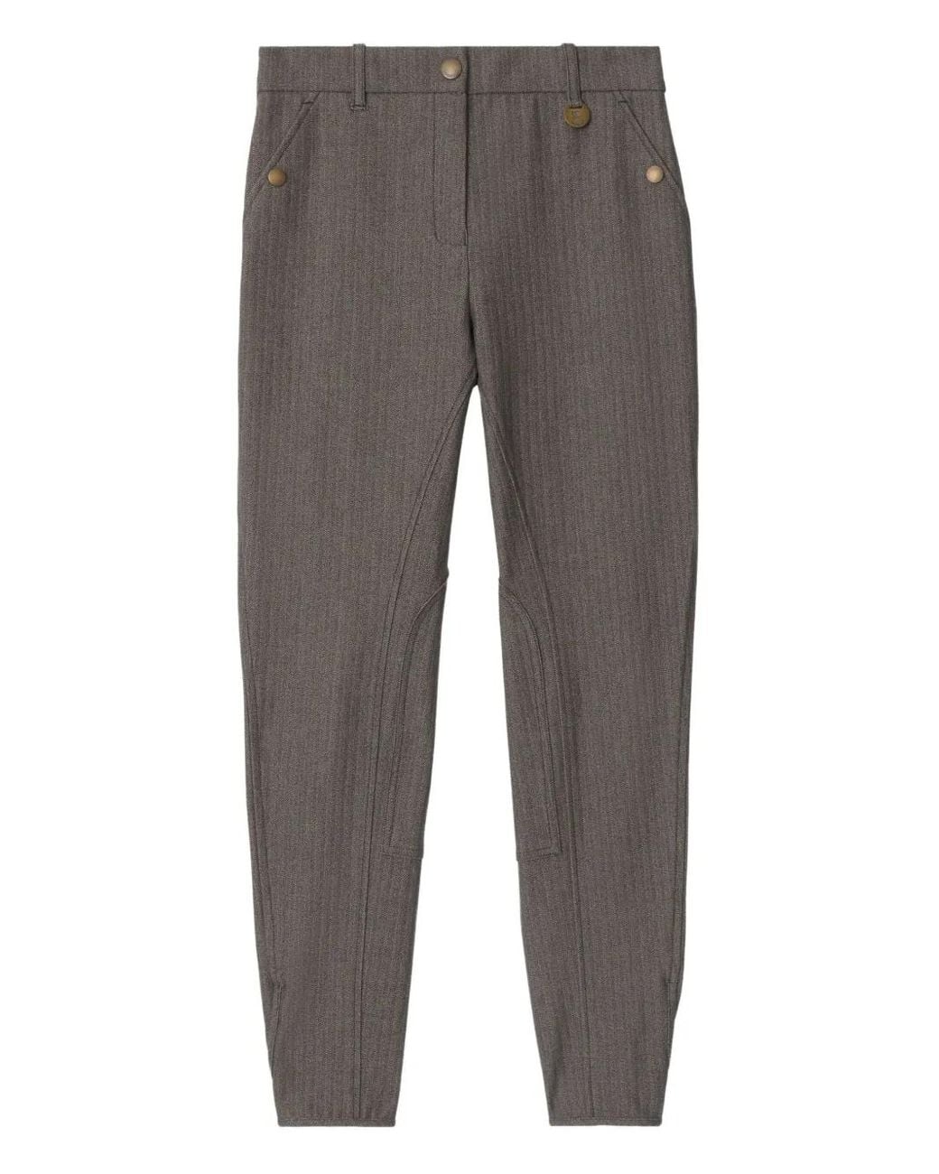 Burberry Gray Herringbone Stretch Cotton Jodhpurs Trousers