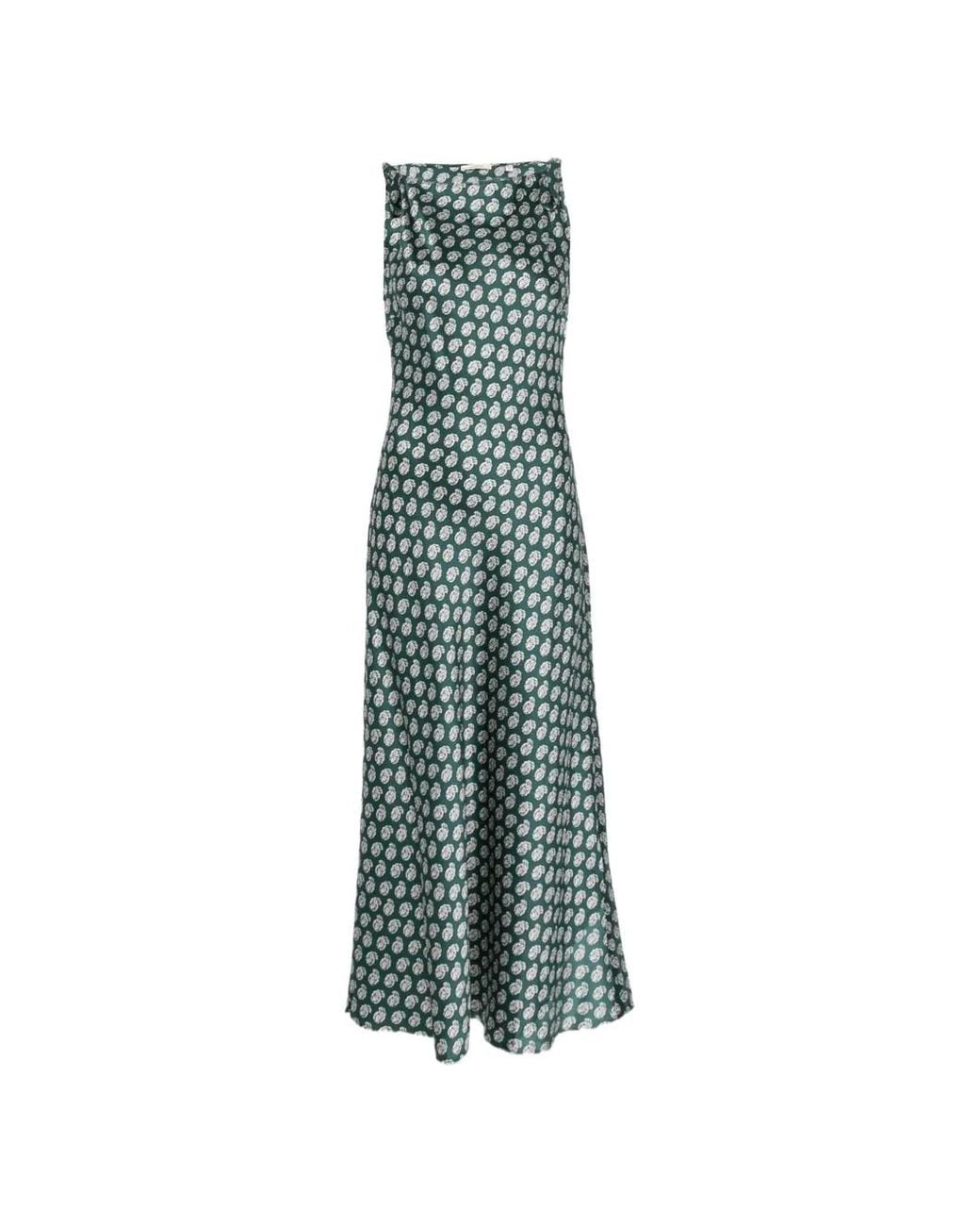Doen Green Paisley-Print Midi Dress