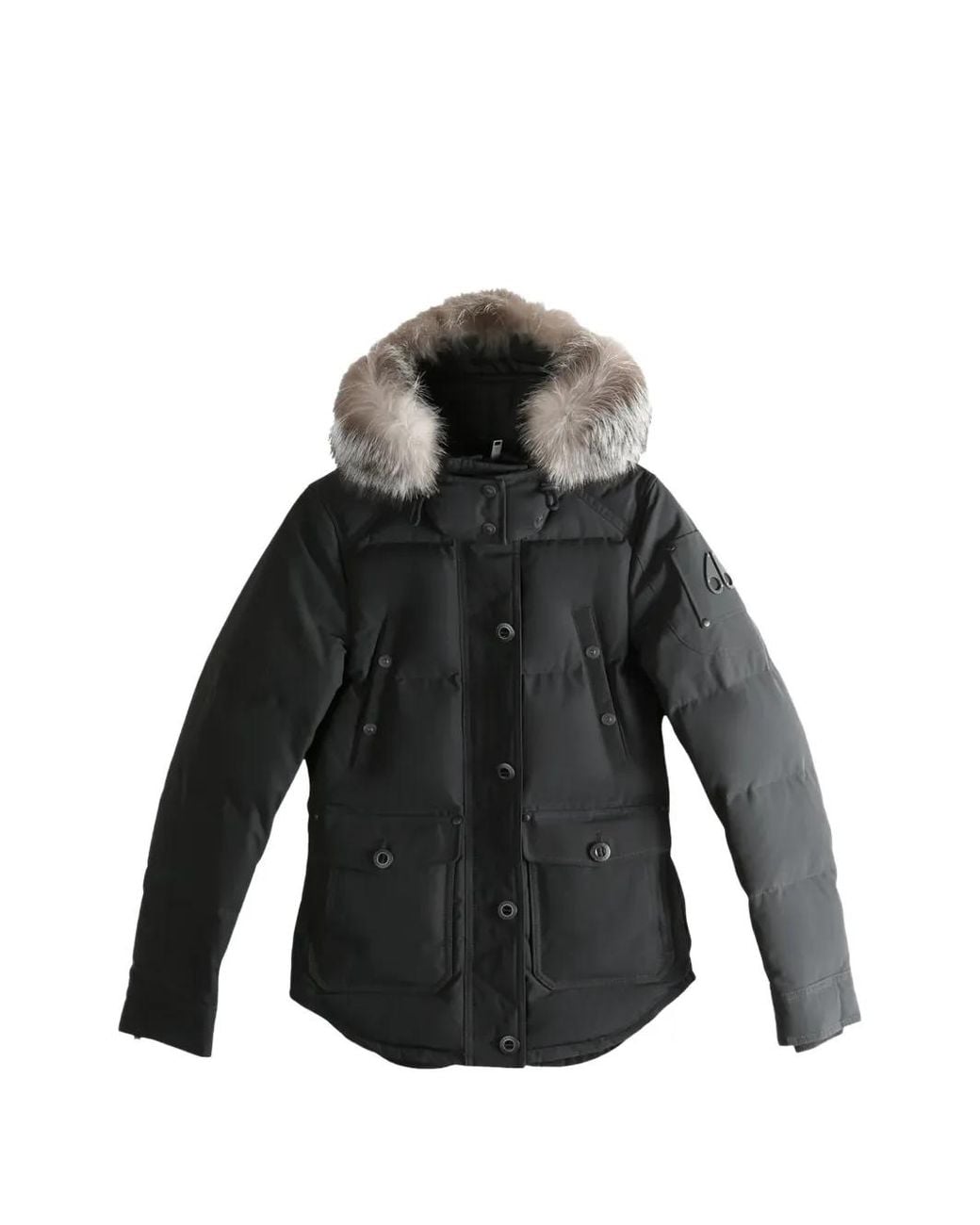 Moose Knuckles Black Anguille Fur-Trim Jacket