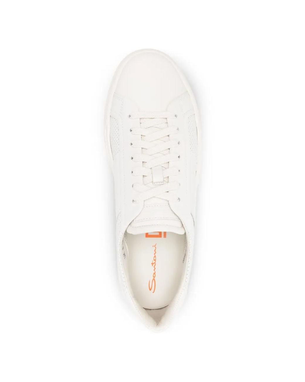Santoni White Perforated Lace-Up Sneakers for men