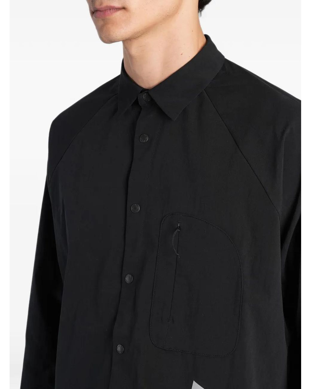 And Wander Black Chemise À Manches Raglan Et Boutons-Pression