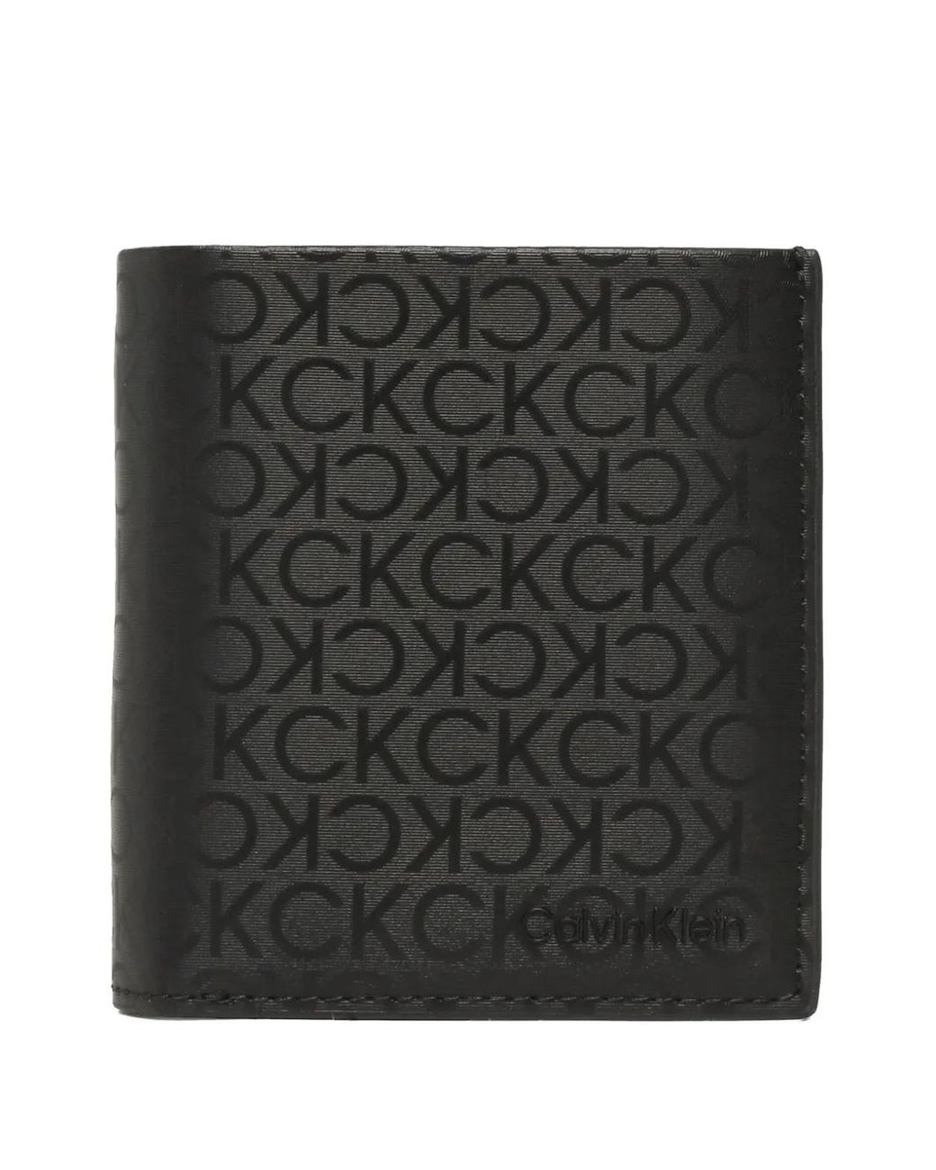 Calvin Klein Black Logo-Pattern Bifold Wallet for men