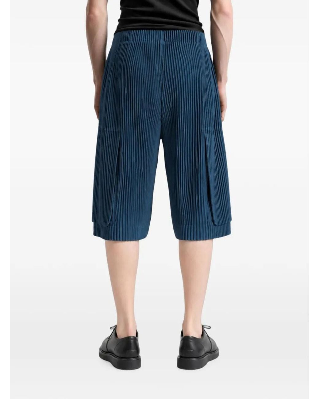 Homme Plissé Issey Miyake Blue Plissé-Effect Cargo Pants for men