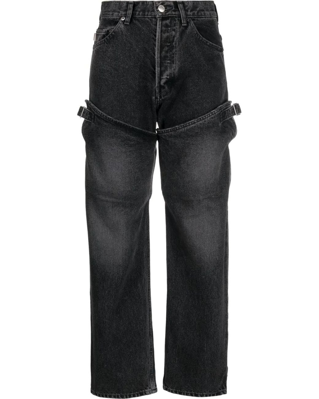 Ambush Black Detailed Straight-Leg Jeans