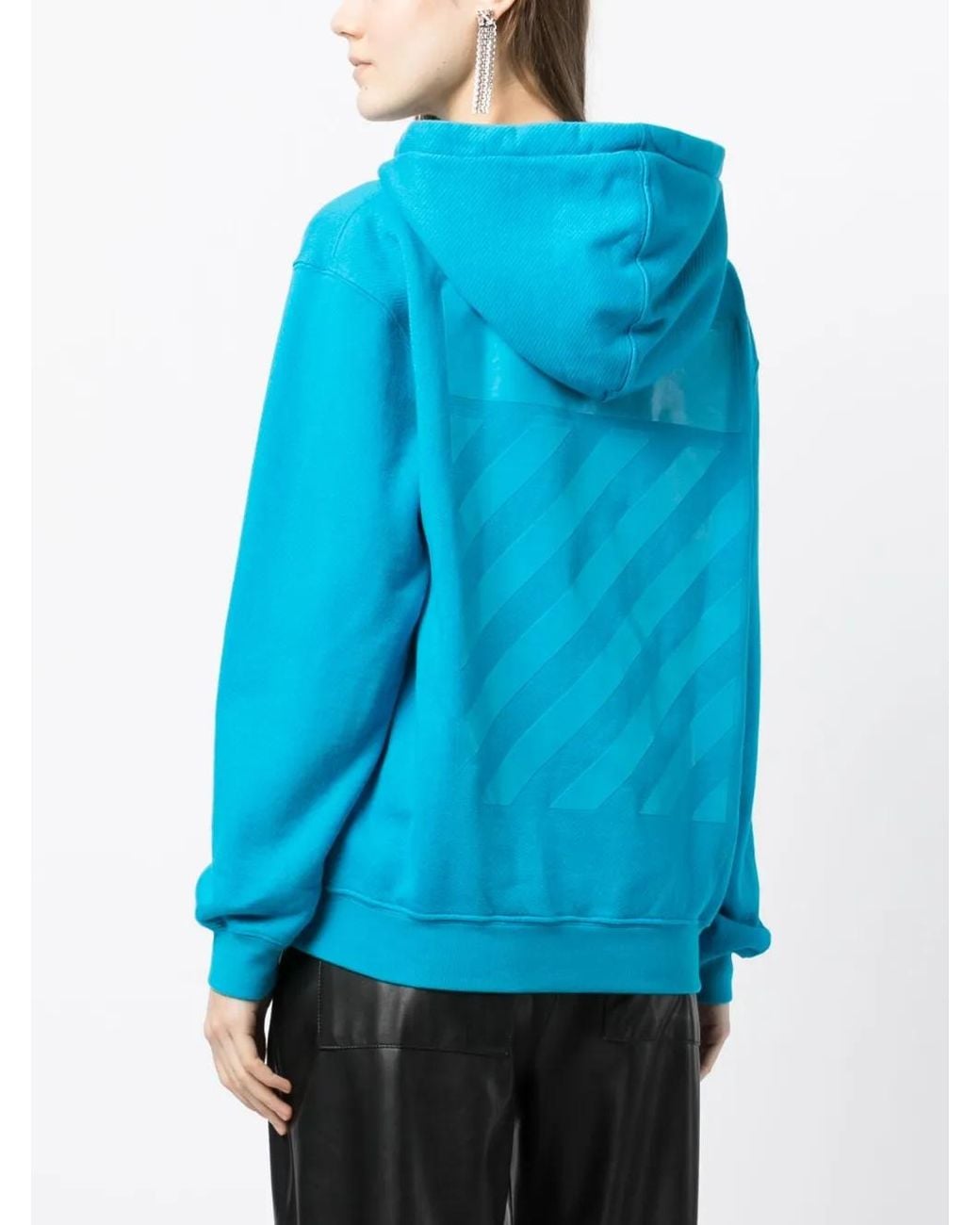 Off-White c/o Virgil Abloh Blue Diag-Print Zip-Front Hoodie
