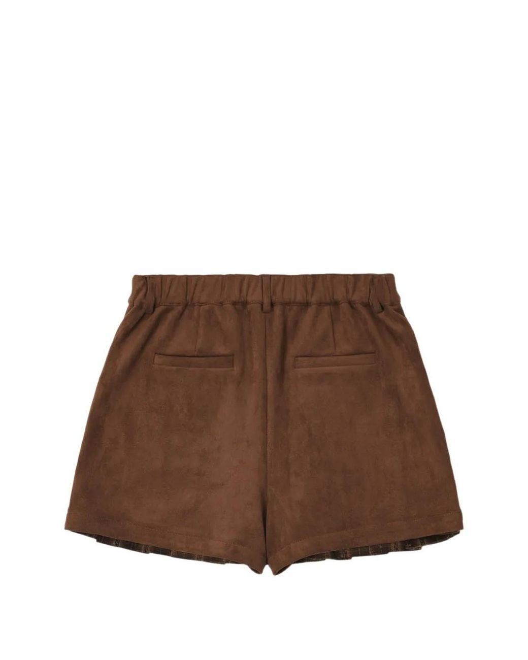 Musium Div. Brown Layered Check-Print Mini Shorts