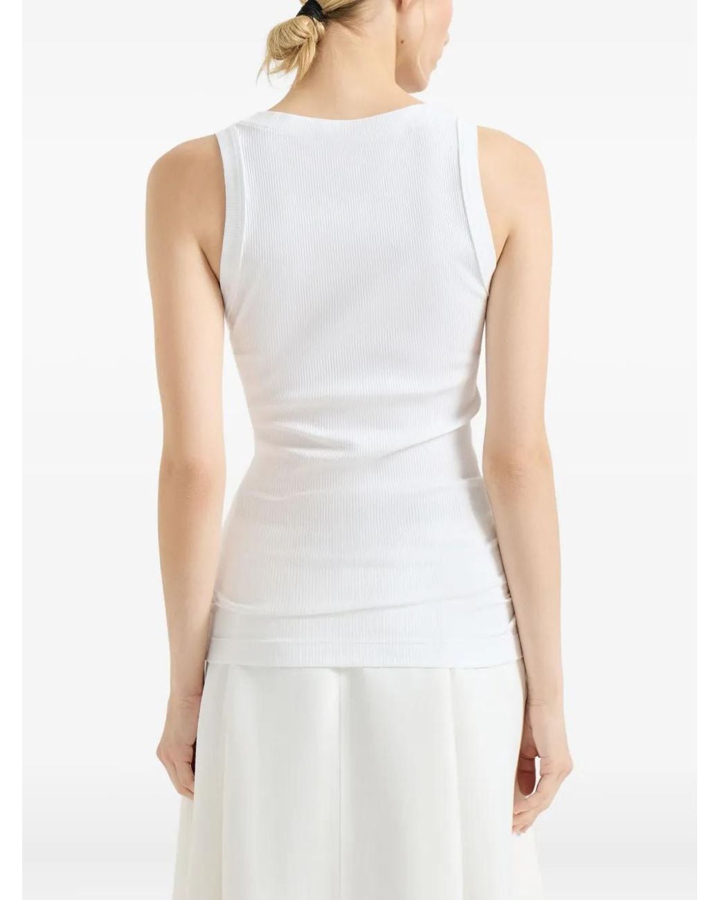 Brunello Cucinelli White Cotton Tank Top