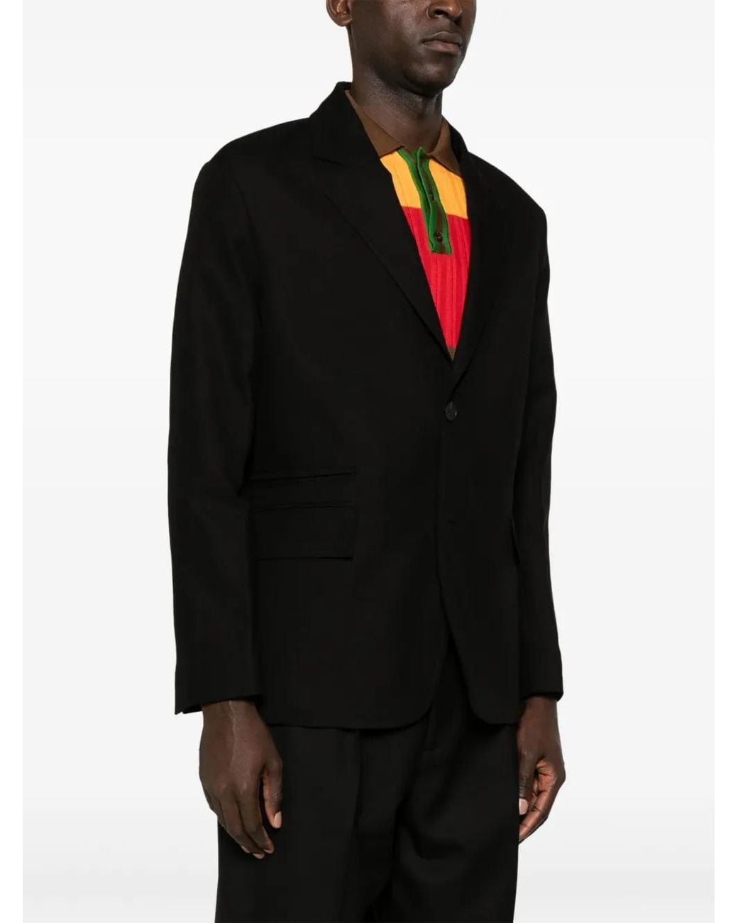 Lanvin Black Notched-Lapels Single-Breasted Blazer for men