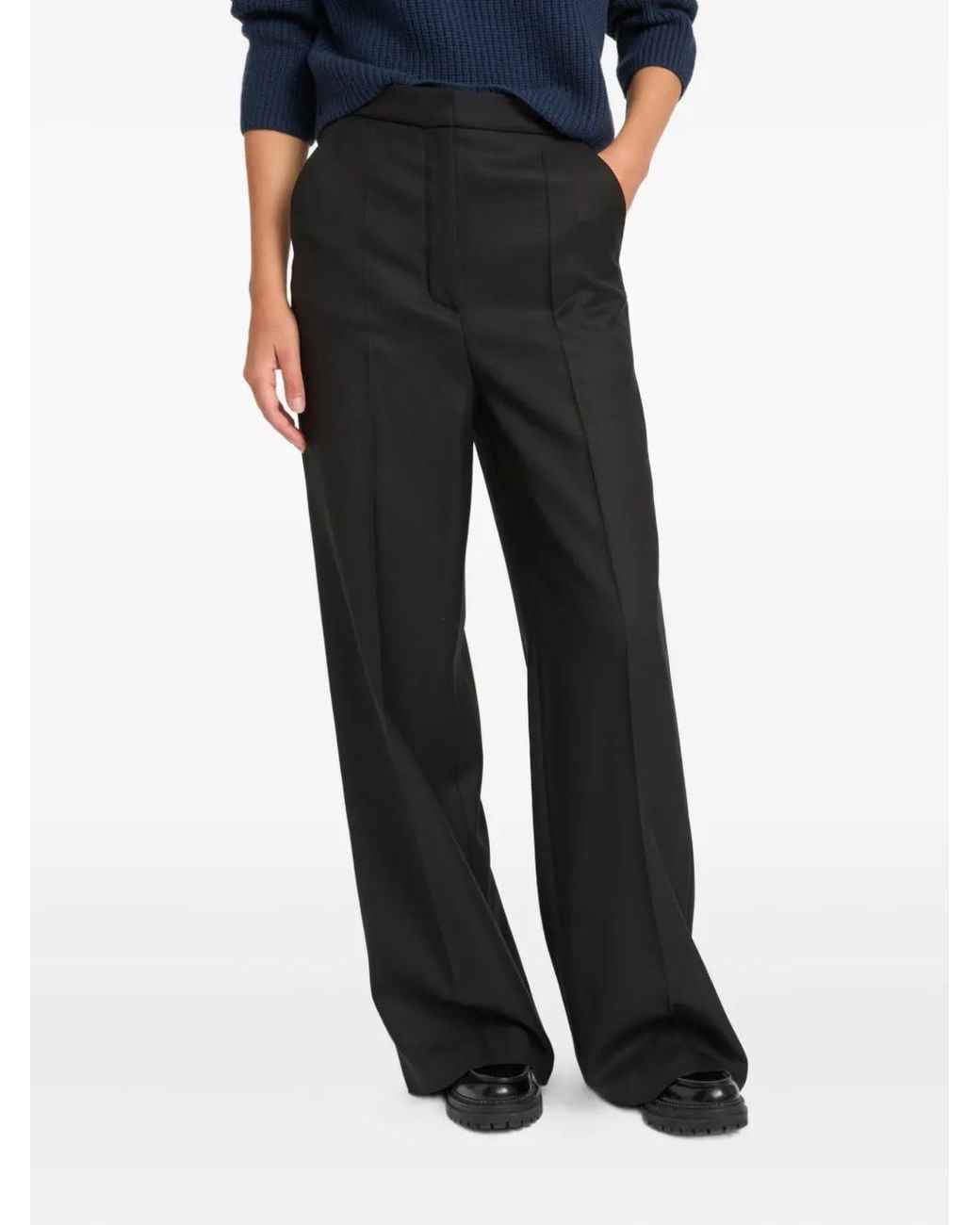 Yves Salomon Black Flannel Tailored Trousers