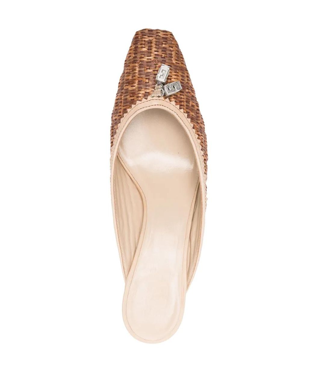 Gcds Brown Monogram-Embossed 60Mm Raffia Mules
