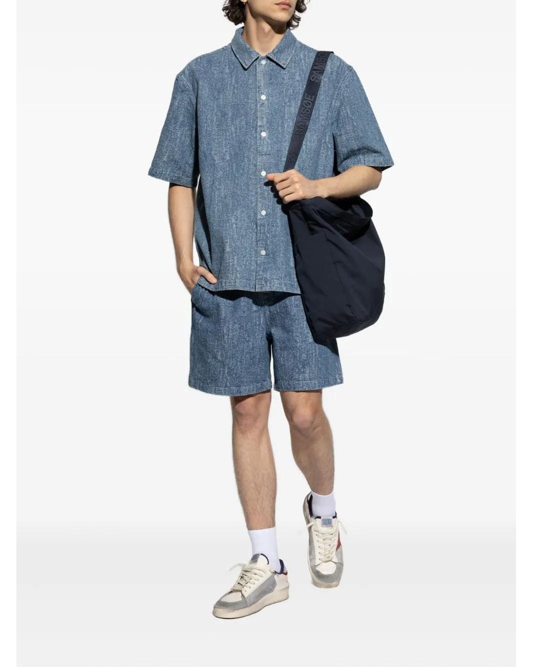 Samsøe & Samsøe Blue Washed Denim Shirt for men