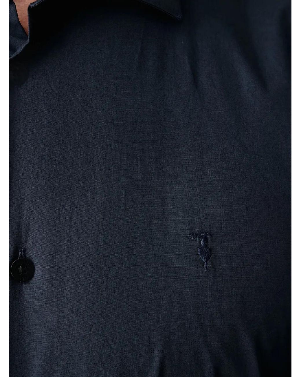 Trussardi Blue Logo-Embroidered Button-Down Shirt for men