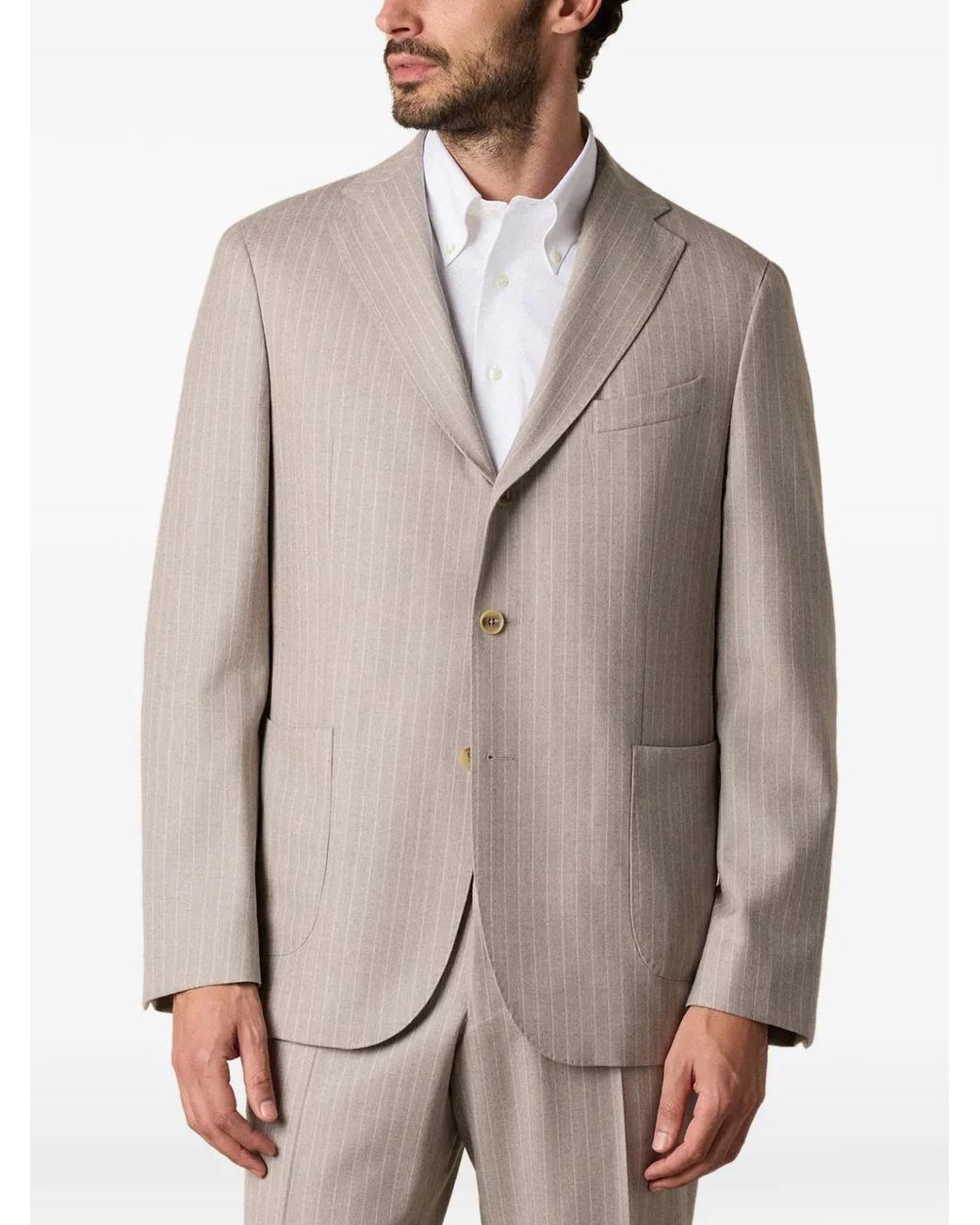 Brooks Brothers Natural Pinstripe Wool Suit for men