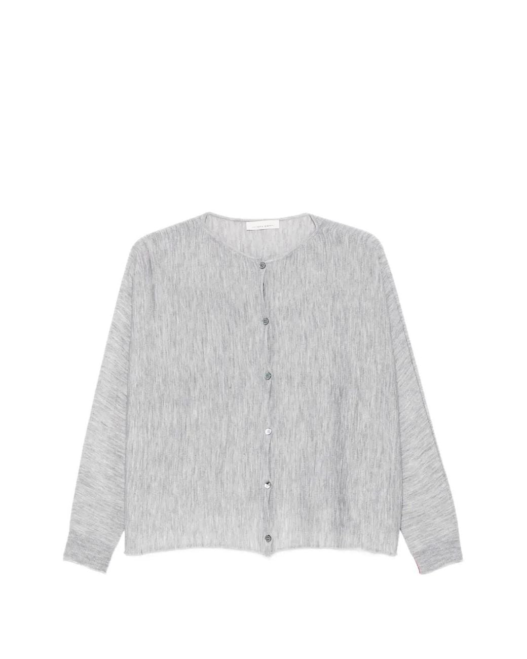 Liviana Conti Gray Cardigan À Boutonnière