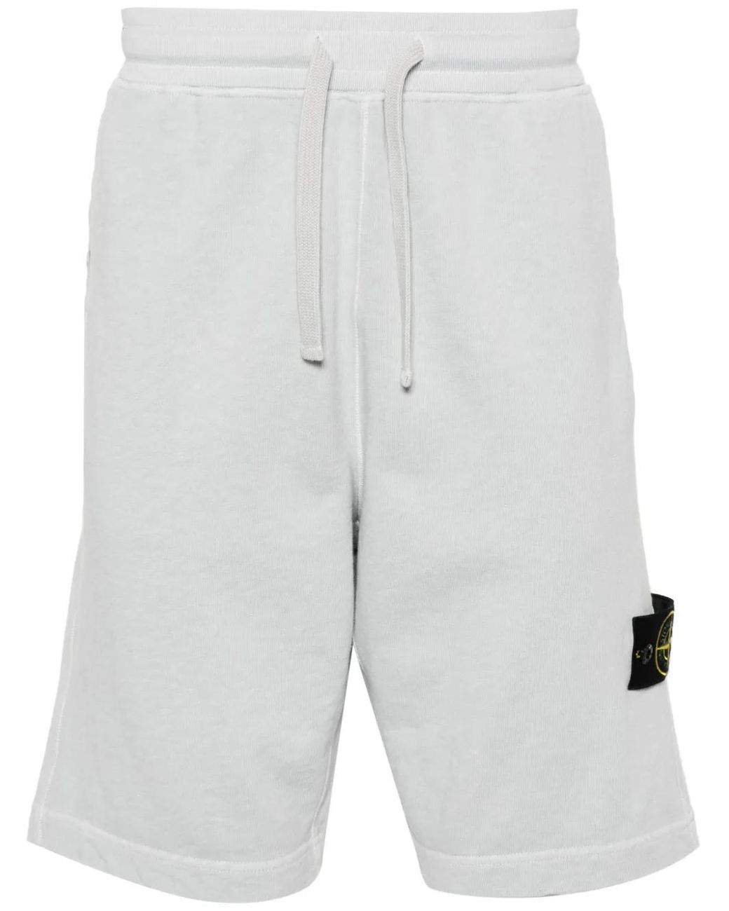 Stone Island Gray Compass-Badge Cotton Track Shorts for men