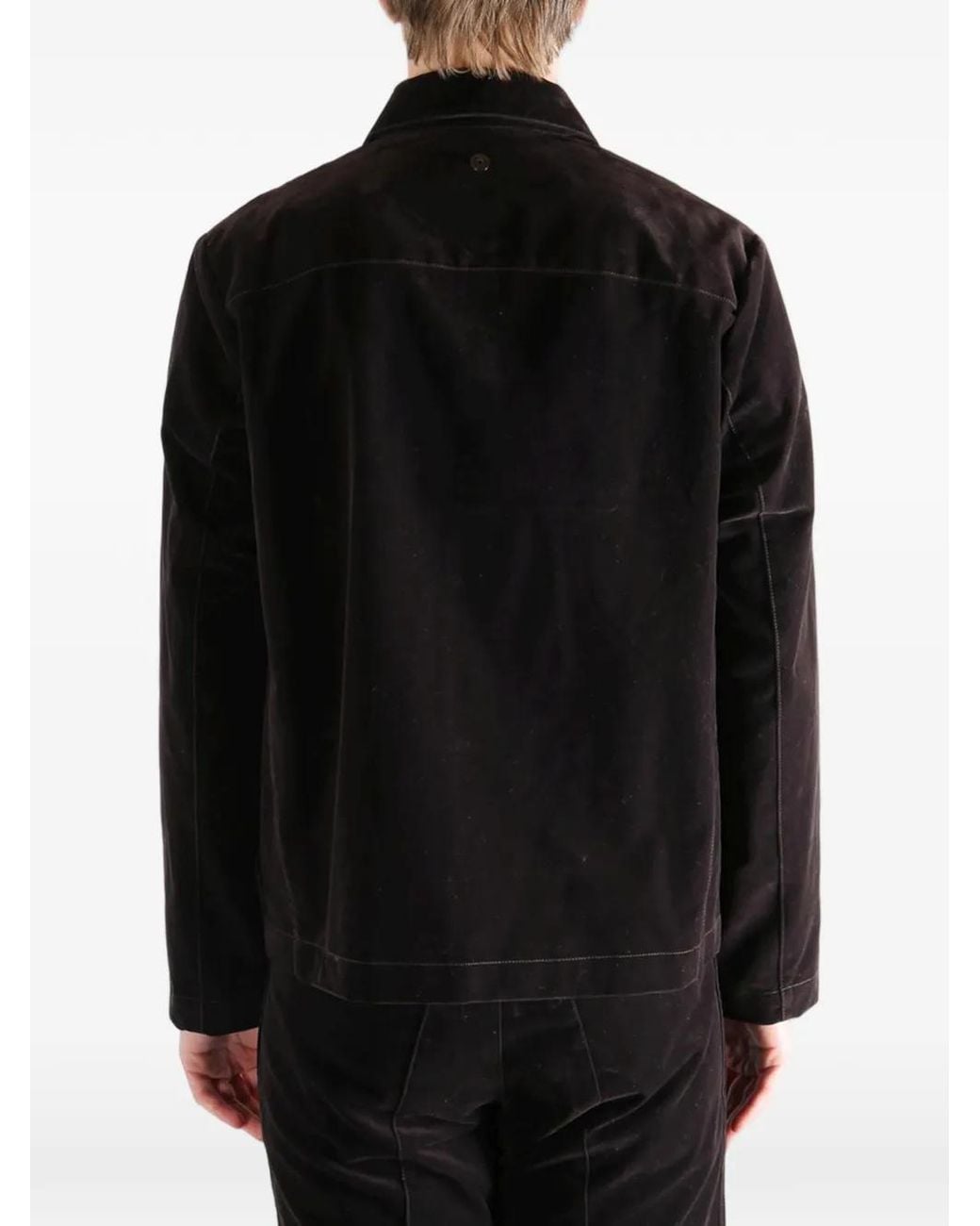 Omar Afridi Black Velvet-Effect Shirt Jacket for men