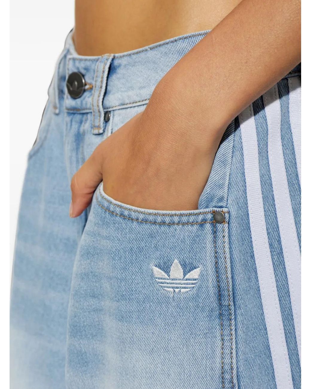 Adidas Blue Side-Stripe Tapered Jeans