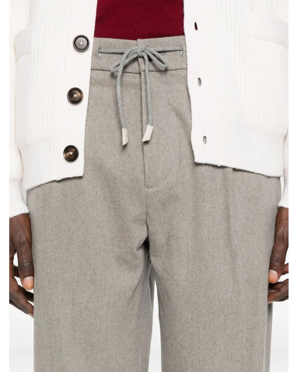 Eleventy Gray Pleated Drawstring Trousers for men