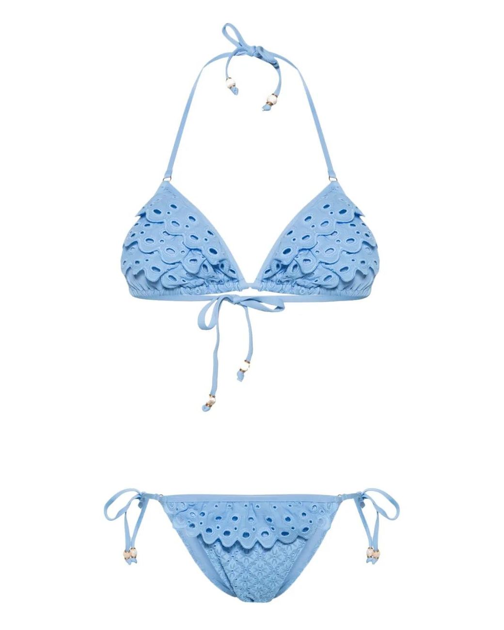 Twinset Blue Broderie-Anglaise Bikini